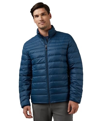 32 Degrees Heat Men’s Ultra-Light Down Packable Jacket – Lightweight Compressible Puffer, Shark, Large