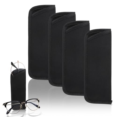 4 Pack Slip in Eyeglasses Cases, Protective Reading Glasses Pouch Portable Soft Cloth Eyewear Bag for Travel, Soft Eyeglass Pouch, Slip-In Protective Eyeglass Case, Compact Glasses Pouch Holder