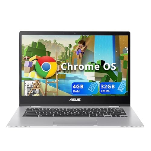 ASUS Chromebook CX1400CNA-WS01 14" HD Anti-Glare Laptop, Intel Celeron N3350 Processor, 4GB RAM, 32GB eMMC, Intel HD Graphics, 720p HD Camera, Wi-Fi, Bluetooth, Chrome OS, Silver (Renewed)