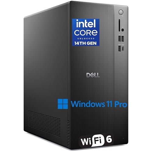 Dell Tower PC Ect1250 Desktop Computers for Home & Business, 14th Gen Intel 4-Core Processor, 16GB DDR5 RAM, 512GB PCIe SSD, WiFi 6, Bluetooth, DisplayPort, HDMI, Type-C, Windows 11 Pro