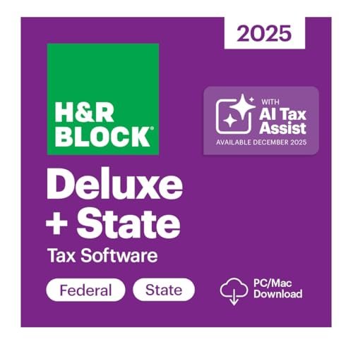 H&R Block Tax Software Deluxe + State 2025 Win/Mac [PC/Mac Online Code]