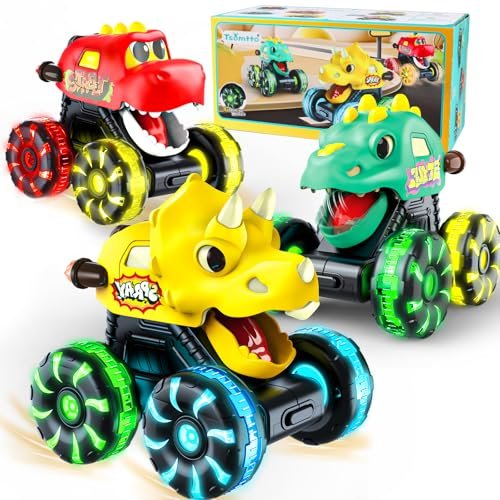 Monster Truck Toys Dinosaur Cars for Toddlers 1-3, Press and Go Cars Truck Toys for 1 2 3 4 5 Year Old Boys Girls Gift, Light Up Boy Toy Dinosaur Cars for 2 3 4 One Two Year Old Boy Birthday Gifts
