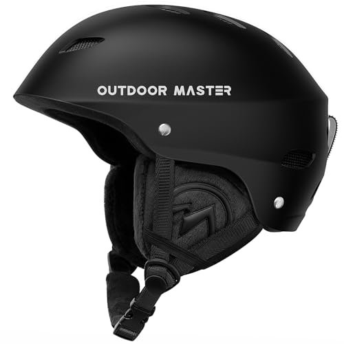 OutdoorMaster Kelvin Ski Helmet - Snowboard Helmet for Men, Women & Youth (Black,L)