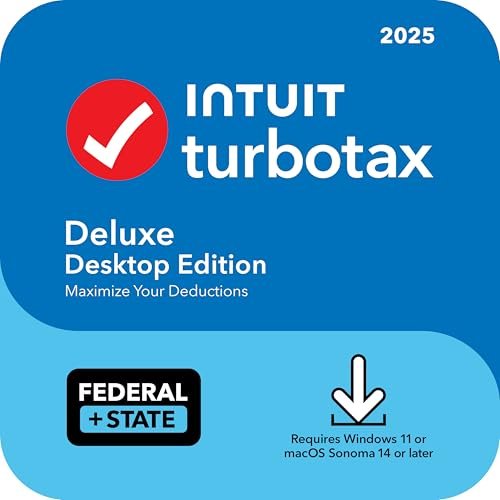 TurboTax Deluxe Desktop Edition 2025, Federal & State Tax Return [Win11/Mac14 Download]