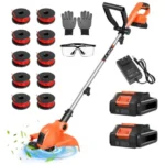 Electric Weed Wacker Cordless Battery Powered String Trimmer Weed Whacker | 21V Grass Trimmer with 2× 2.0Ah Batteries Weedwacker 12" - Low Noise Ergonomic User Friendly Lawn Tool for Small Yard