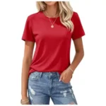 MAGCOMSEN Women's T Shirts Cotton Short Sleeve Shirts Crew-Neck Summer Tops Classic-Fit Tees Breathable Casual Clothes