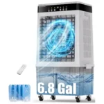 Swamp 6.8 Gal Cooler, 3000CFM Air Conditioner,6.8 Gal Water Tank,4 Ice Packs,12H Timer,3 Speeds,2 Modes,3-IN-1 Evaporative Cooler