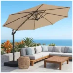 OLILAWN 10FT Outdoor Patio Umbrella with Base Included, Heavy-Duty Frame Cantilever Offset Umbrella with 360° Rotation & Infinite Tilt